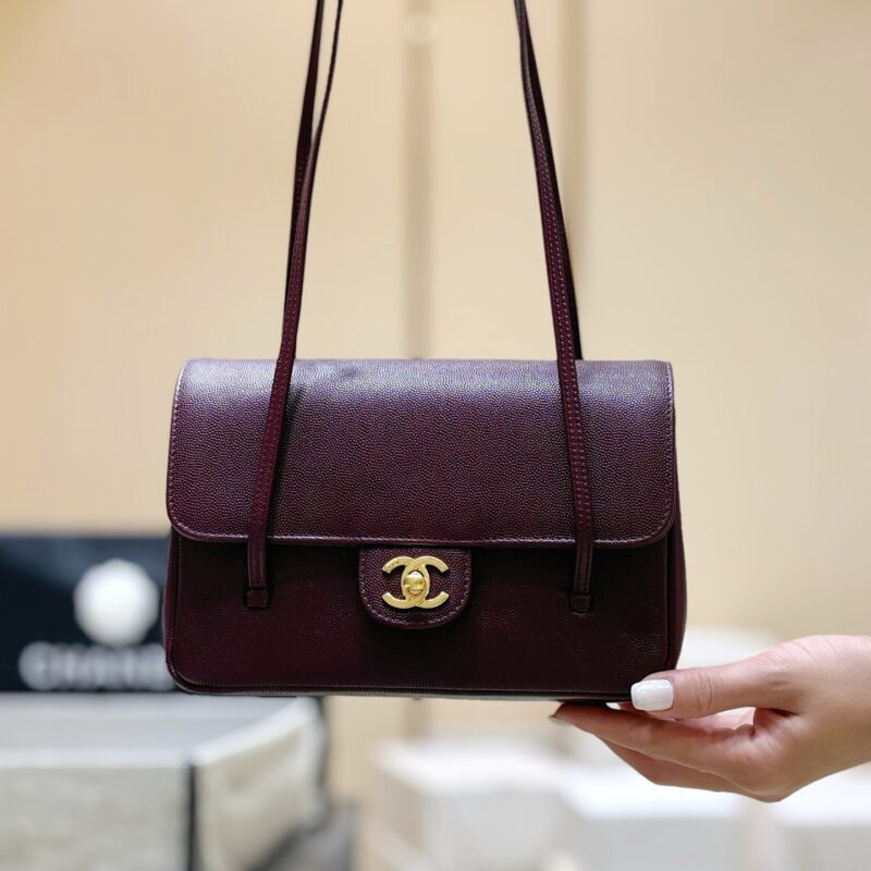 CHANEL 26P Preppy coco包王👜 AS6130 酒红色小号