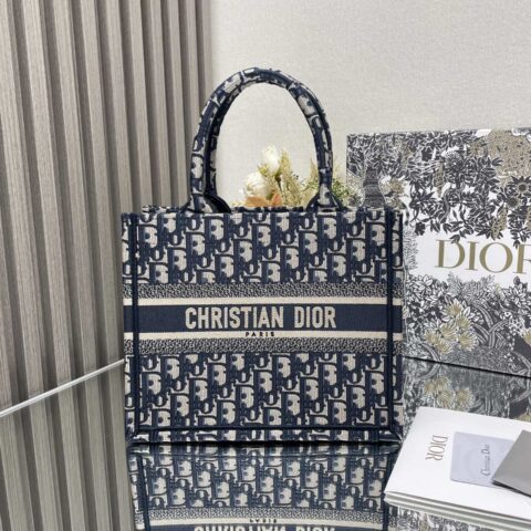 DIOR 𝗕𝗼𝗼𝗸 𝘁𝗼𝘁𝗲 购物袋 经典老花蓝小号