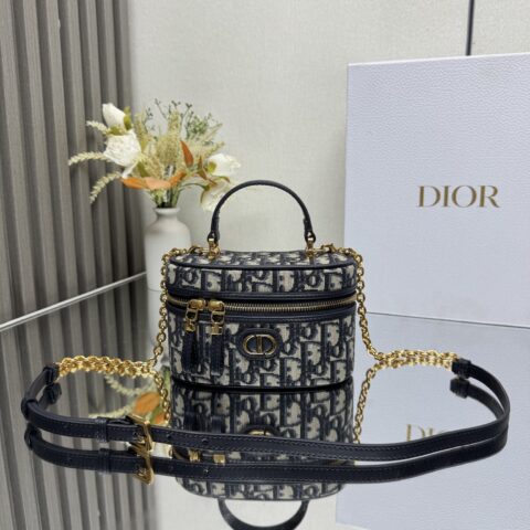 DIOR 30 Montaigne 迷你 Vanity 手袋「蓝布」型号：0820