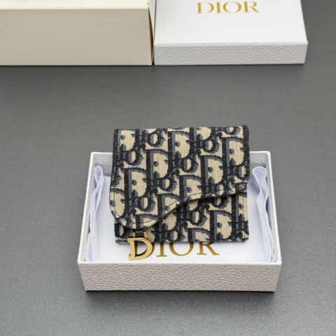 DIOR 【Bloom马鞍钱包系列】 型号:S5652 提花藍/小牛皮