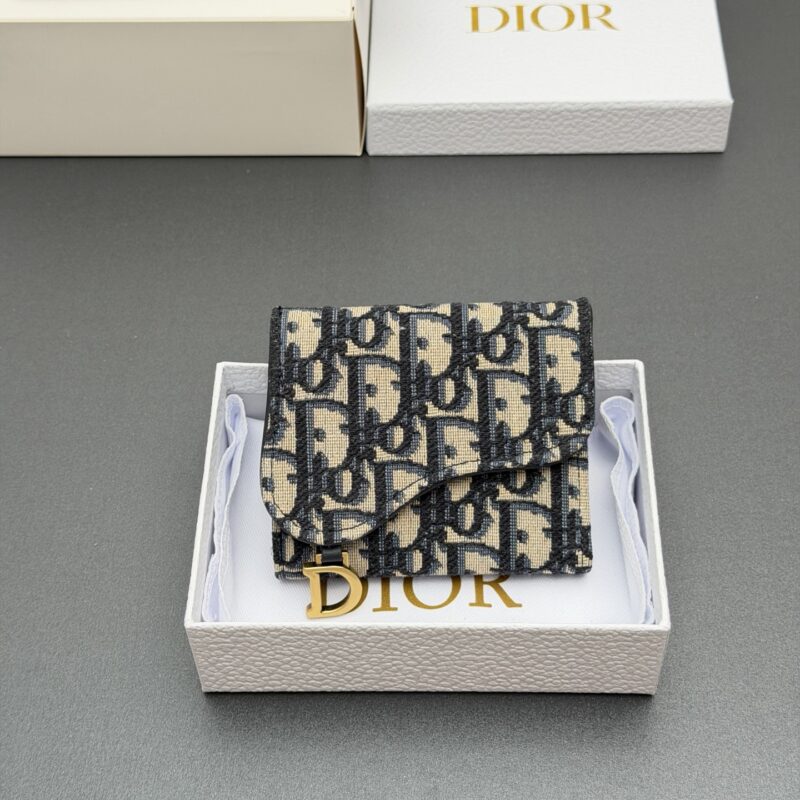 DIOR 【Bloom马鞍钱包系列】 型号:S5652 提花藍/小牛皮