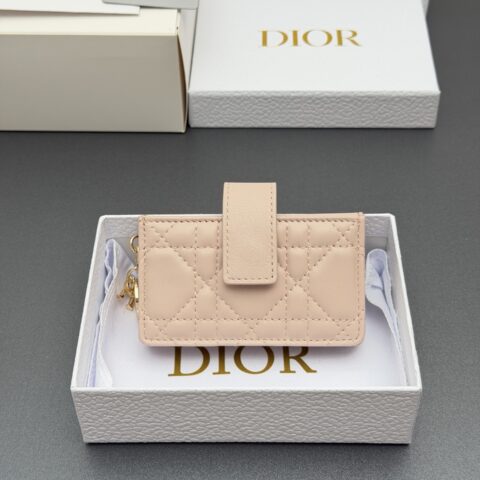 DIOR 【Lady Jasmine卡夹系列】型号：S0074   胭脂粉腾格纹/羊皮