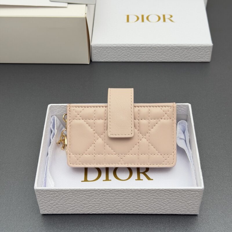 DIOR 【Lady Jasmine卡夹系列】型号：S0074   胭脂粉腾格纹/羊皮