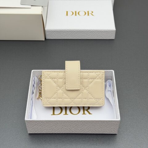 DIOR 【Lady Jasmine卡夹系列】型号：S0074   杏色腾格纹/羊皮