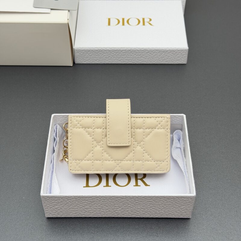 DIOR 【Lady Jasmine卡夹系列】型号：S0074   杏色腾格纹/羊皮