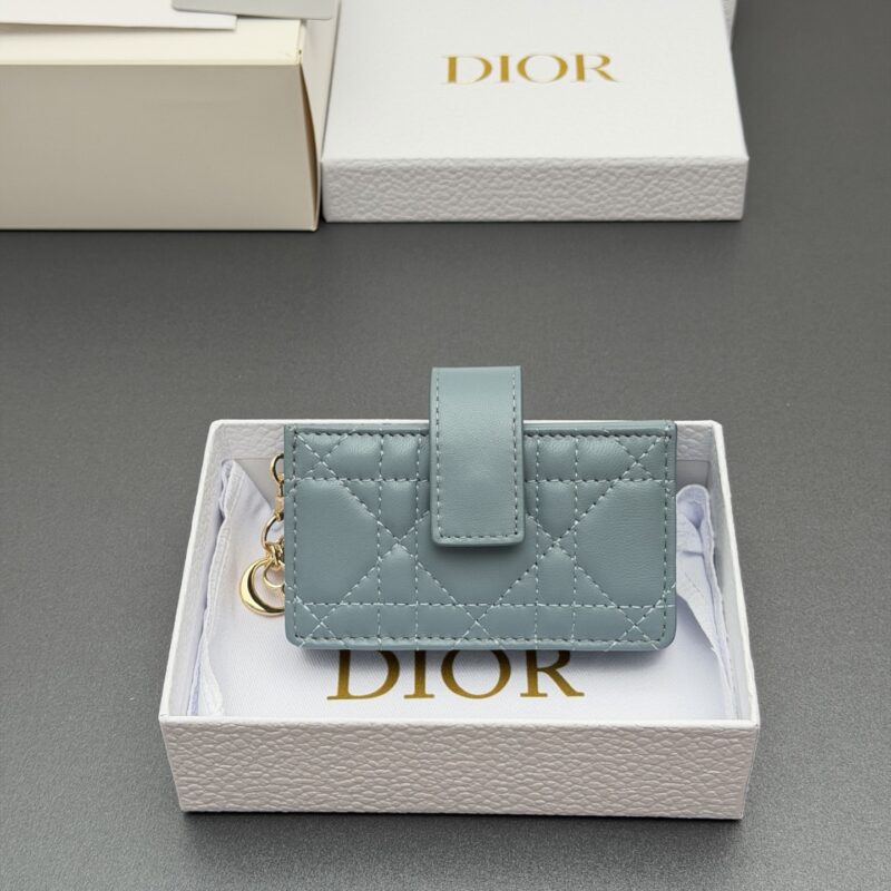 DIOR 【Lady Jasmine卡夹系列】 型号:S0074 云雾蓝腾格纹/羊皮