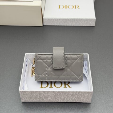 DIOR【Lady Jasmine卡夹系列】型号:S0074 灰色腾格纹/羊皮
