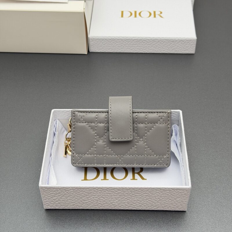 DIOR【Lady Jasmine卡夹系列】型号:S0074 灰色腾格纹/羊皮