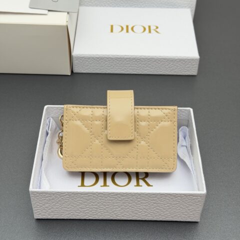 DIOR 【Lady Jasmine卡夹系列】型号：S0074   奶油杏漆皮牛皮腾格纹