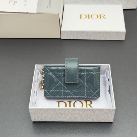 DIOR 【Lady Jasmine卡夹系列】 型号：S0074   云雾蓝漆皮牛皮腾格纹