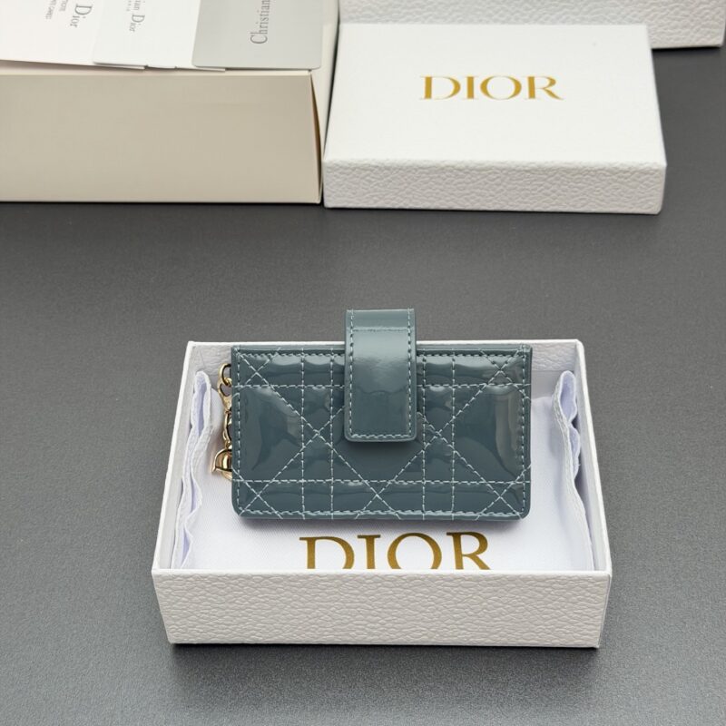 DIOR 【Lady Jasmine卡夹系列】 型号：S0074   云雾蓝漆皮牛皮腾格纹
