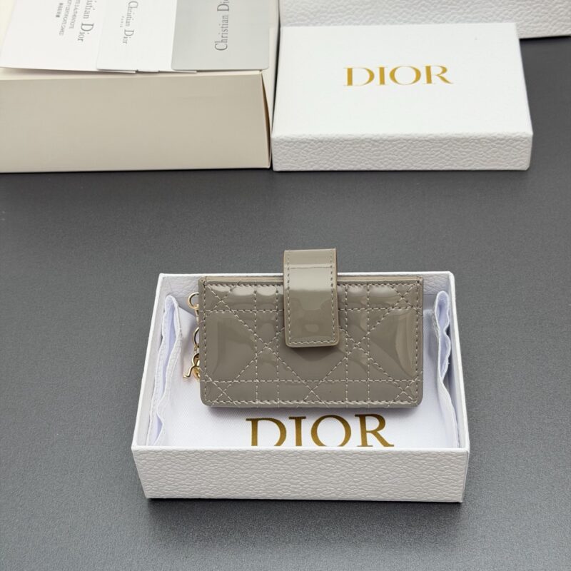 DIOR 【Lady Jasmine卡夹系列】型号：S0074   云石灰漆皮牛皮腾格纹