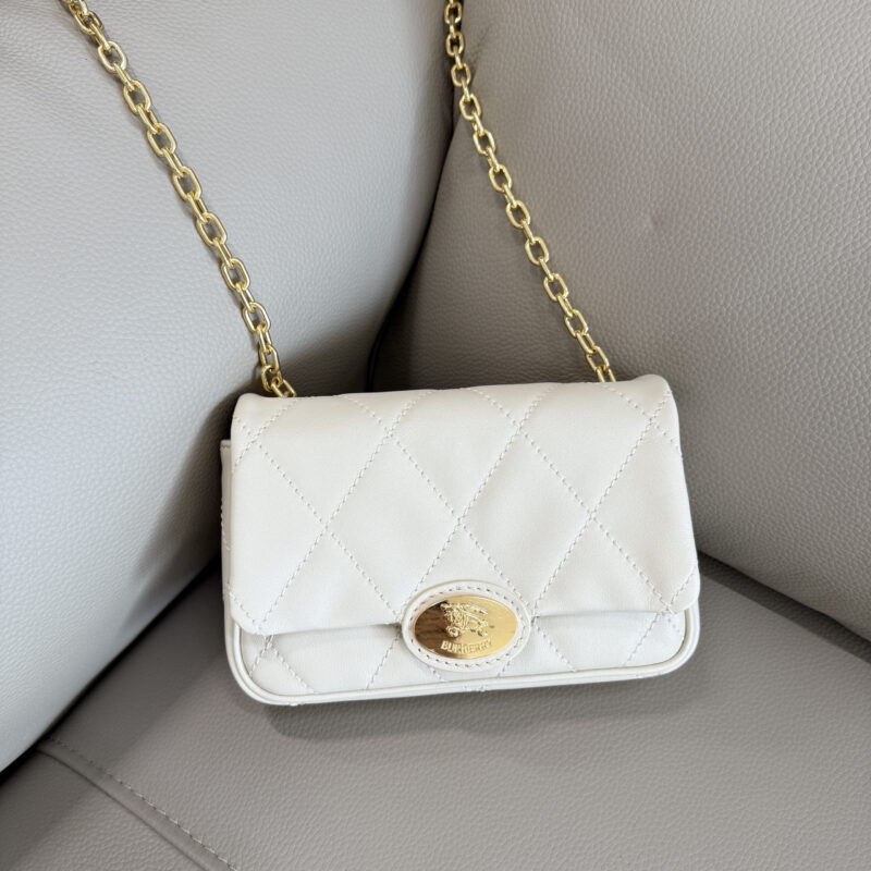 Burberry B家最新Strand绗缝手拿包/鈄背包 型号6411 白色