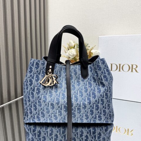 DIOR Toujours 牛仔蓝布 手袋 型号：2821 蓝色