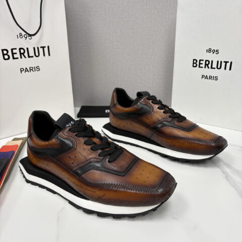 BERLUTI   Fly  Sneaker 皮革几何厚底运动鞋