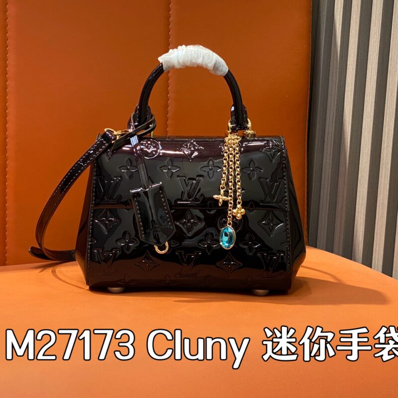 【原单精品】M27173车厘子色 漆皮链条手提包 Cluny 迷你手袋