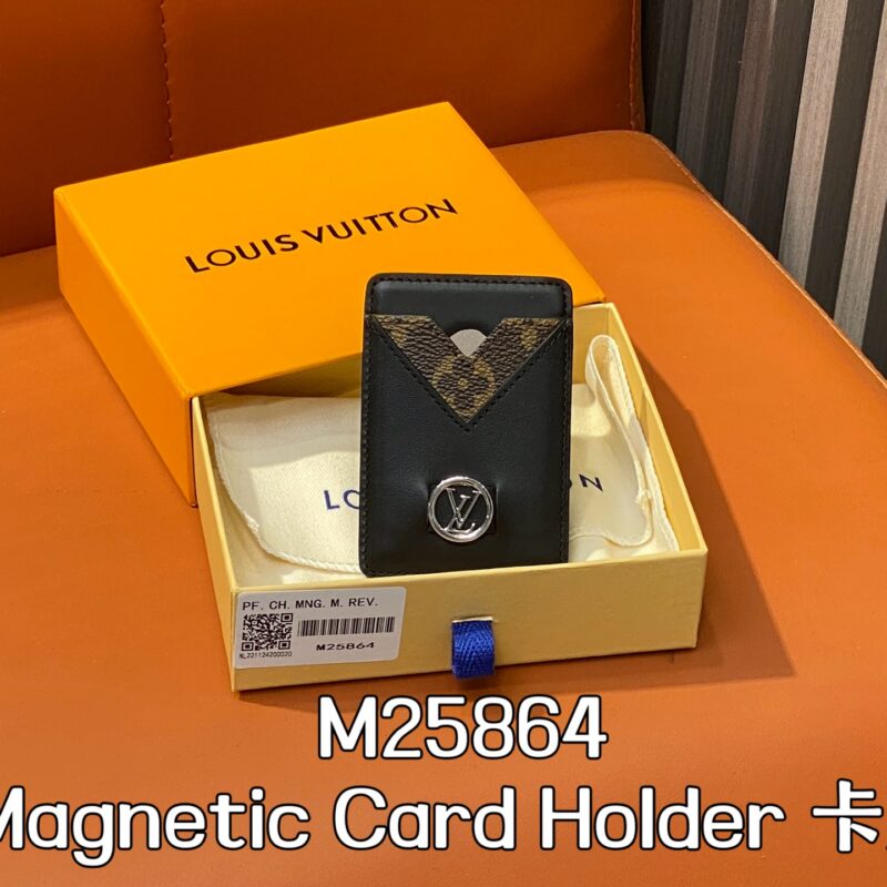 【原单精品】M25864老花黑色 磁吸手机卡夹 Magnetic Card Holder 卡夹