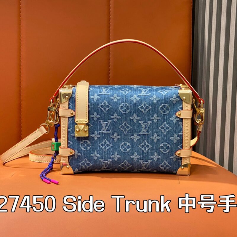 【原单精品】M27450蓝色 丹宁牛仔软盒子 Side Trunk 中号手袋