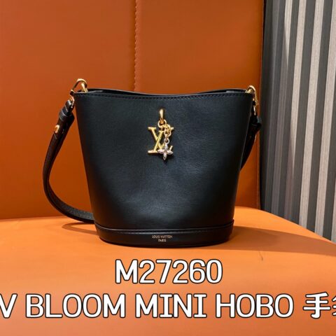 【原单精品】M27260黑色 全皮水桶包 当季新款 LV BLOOM MINI HOBO 手袋