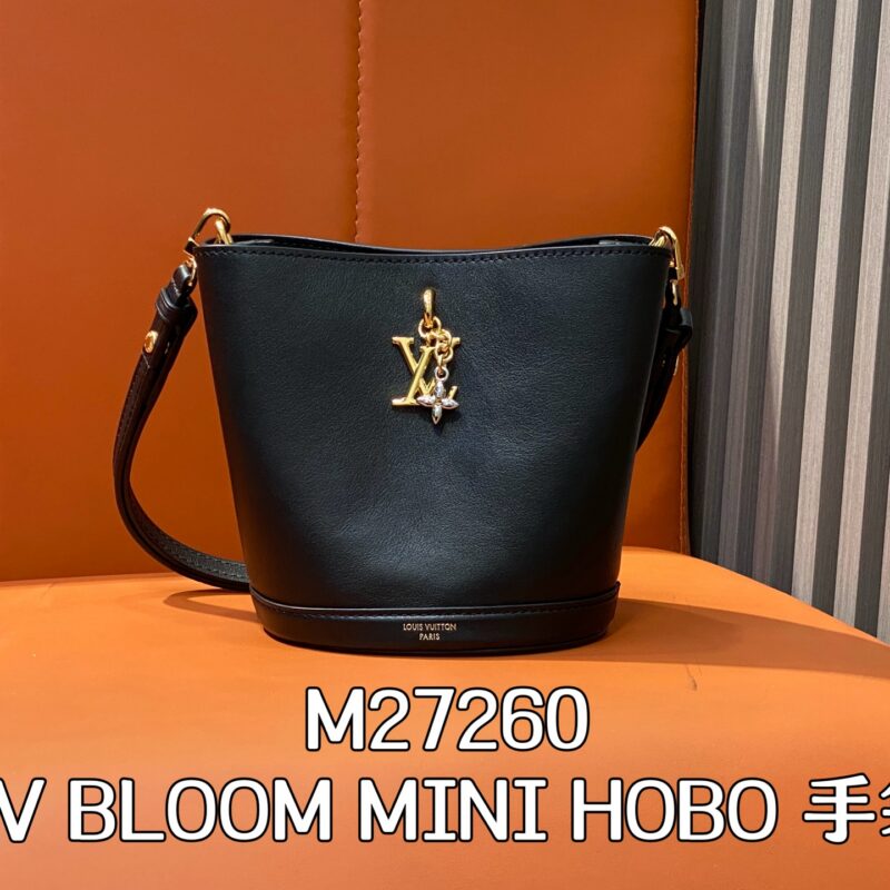 【原单精品】M27260黑色 全皮水桶包 当季新款 LV BLOOM MINI HOBO 手袋