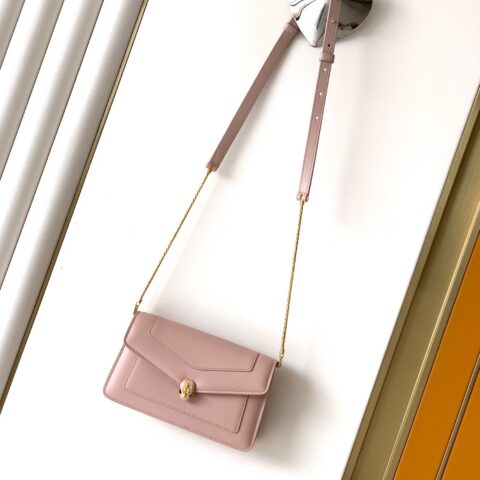 BVLGARI Serpenti Forever系列链带手拿包 29456 玫瑰粉色