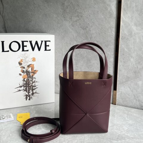 LOEWE puzzle fold 系列可折叠托特包 0695 酒红色