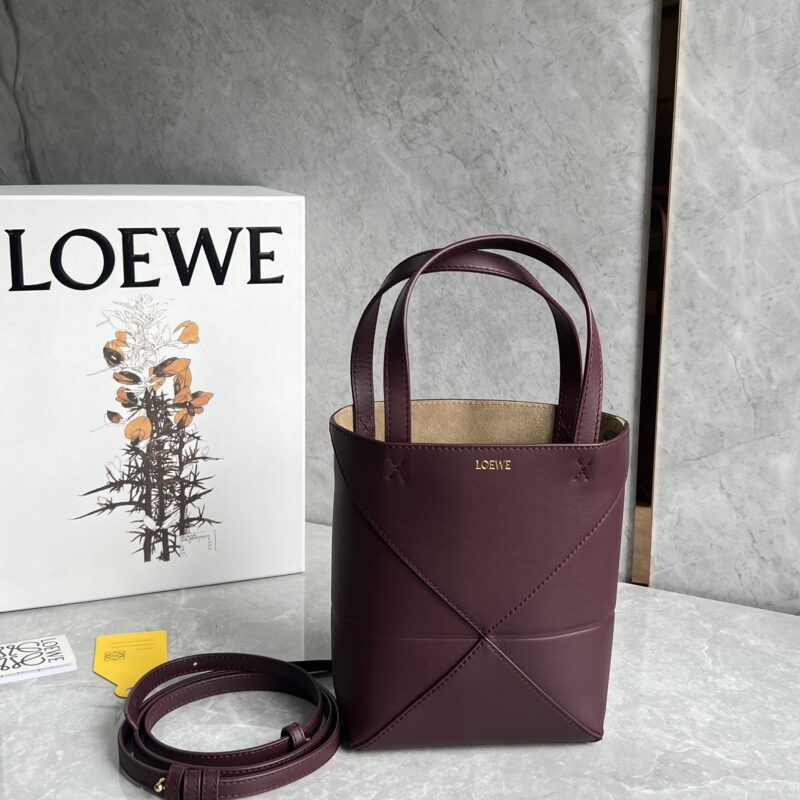 LOEWE puzzle fold 系列可折叠托特包 0695 酒红色