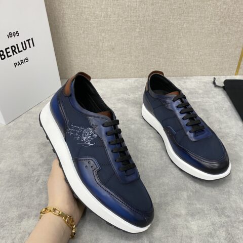 BERLUTI 轻盈Track皮革与尼龙运动鞋
