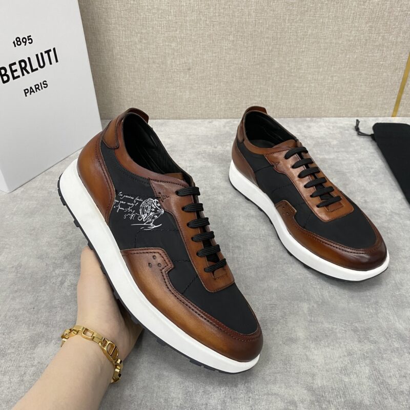 BERLUTI 轻盈Track皮革与尼龙运动鞋