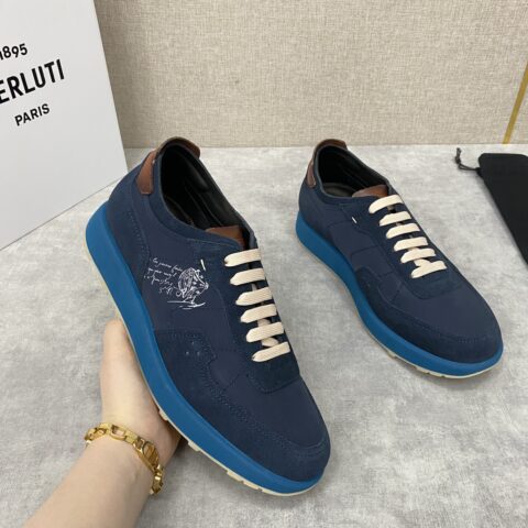 BERLUTI 轻盈Track反毛皮革与尼龙运动鞋