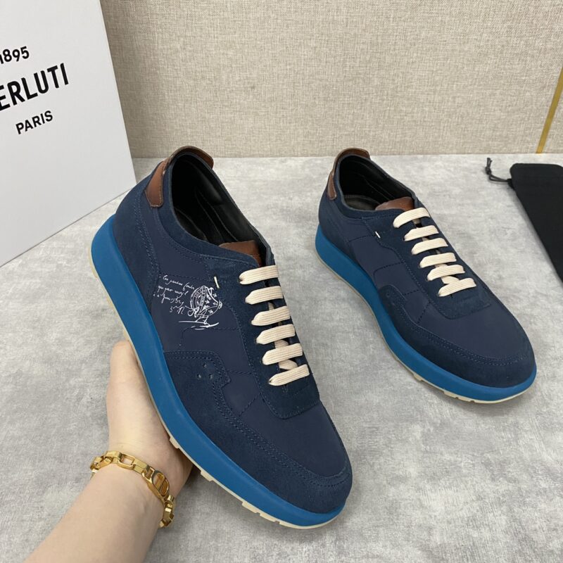 BERLUTI 轻盈Track反毛皮革与尼龙运动鞋