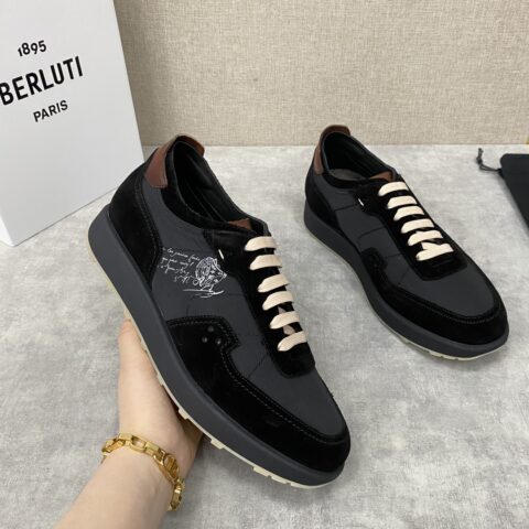 BERLUTI 轻盈Track反毛皮革与尼龙运动鞋