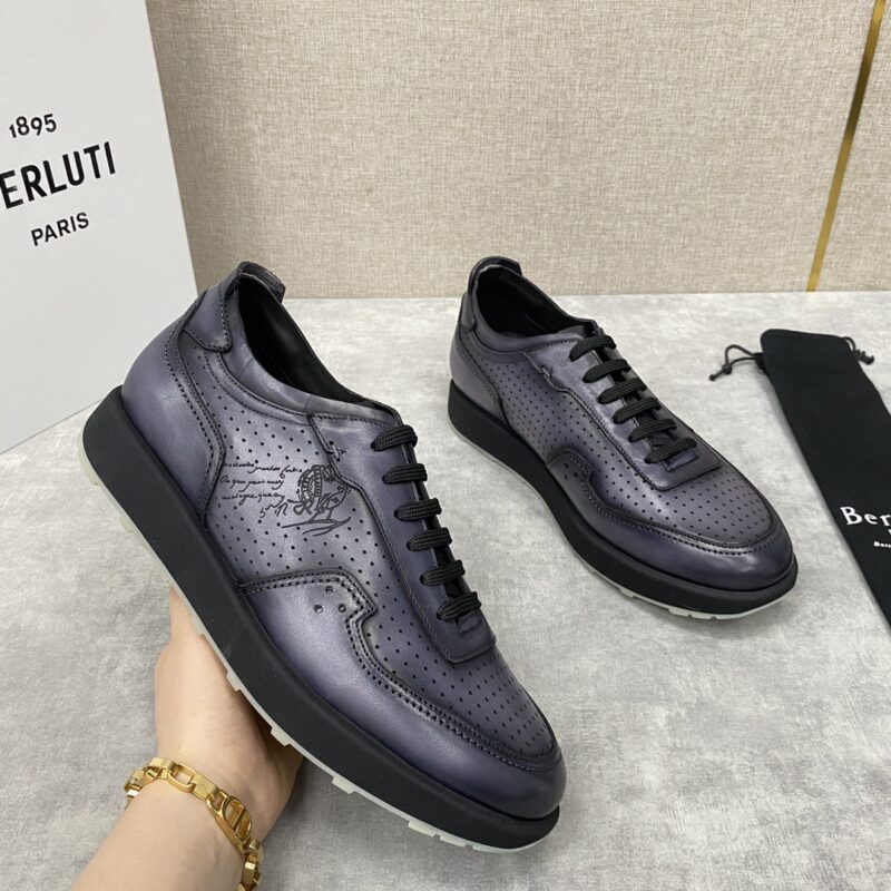 BERLUTI   轻盈Track皮革冲孔运动鞋
