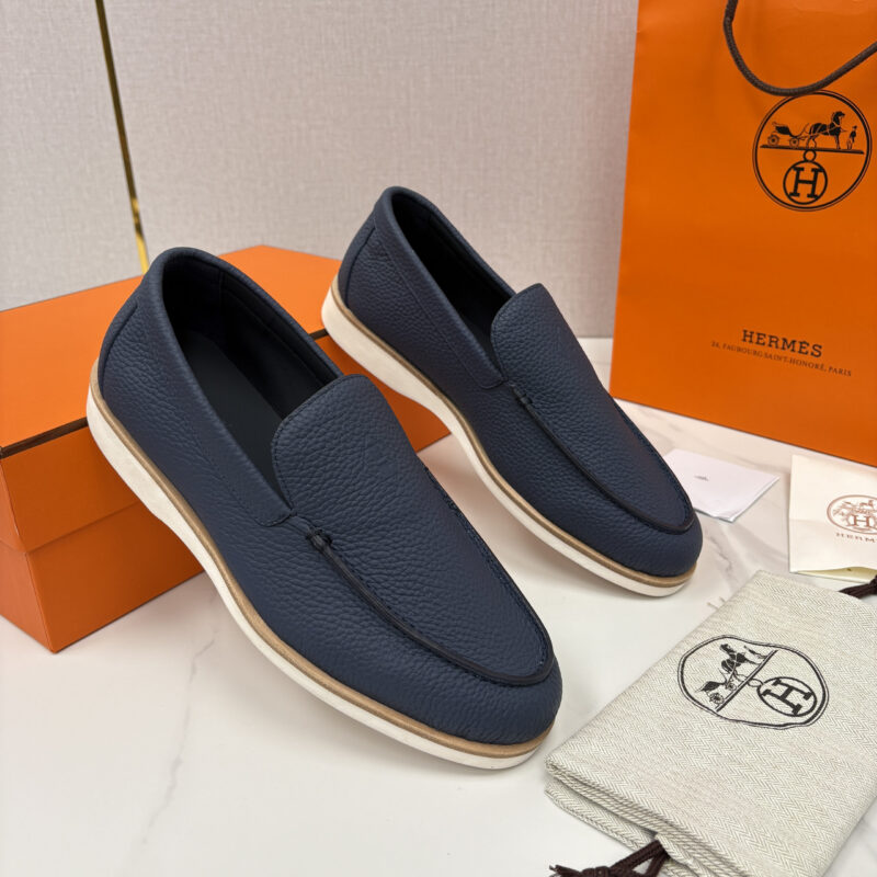 HERMES Low 荔枝纹牛皮乐福鞋