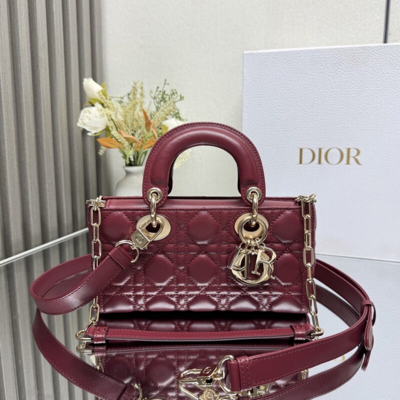 DIOR LADY D-JOY 手袋「枣红色小羊皮」型号：0613 小号