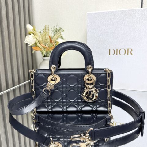 DIOR LADY D-JOY 手袋「深蓝色小羊皮」 型号：0613 小号