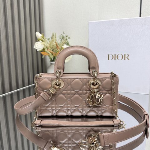 DIOR LADY D-JOY 手袋「豆沙粉小羊皮」型号：0613 小号