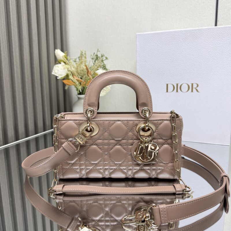 DIOR LADY D-JOY 手袋「豆沙粉小羊皮」型号：0613 小号
