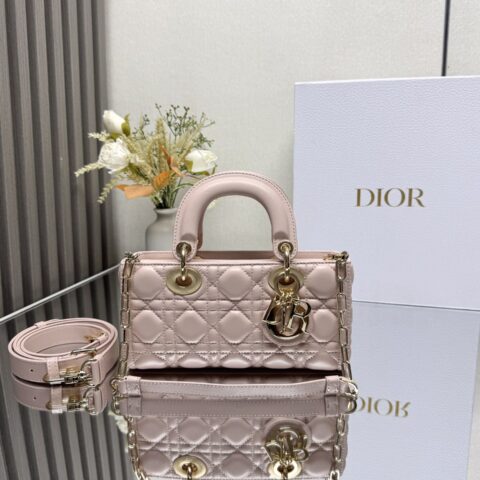 DIOR LADY D-JOY 手袋「胭脂粉色小羊皮」型号：0613小号