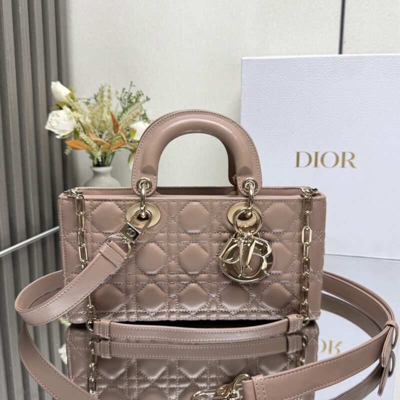 DIOR LADY D-JOY 手袋「豆沙粉色小羊皮」型号:0540 中号