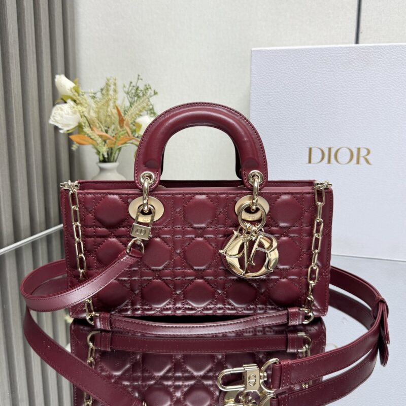 DIOR  LADY D-JOY 手袋「枣红色小羊皮」型号：0540