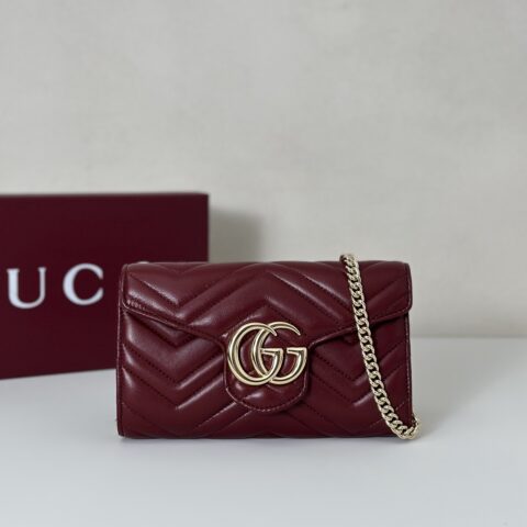 GUCCI 专柜品质，顶级原单货，实物实拍！款号837745酒红羊皮