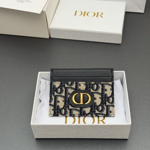 DIOR 30 Montaigne Freesia卡夹系列 型号：S2152 提花蓝/小牛皮