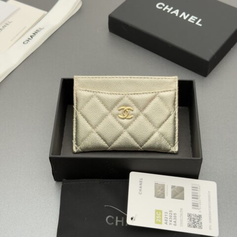 CHANEL 小香卡包系列 编号:0213 金色球纹银色五金
