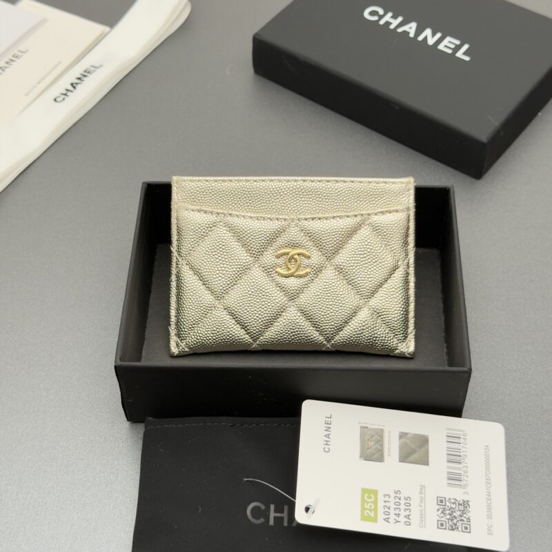CHANEL 小香卡包系列 编号:0213 金色球纹银色五金