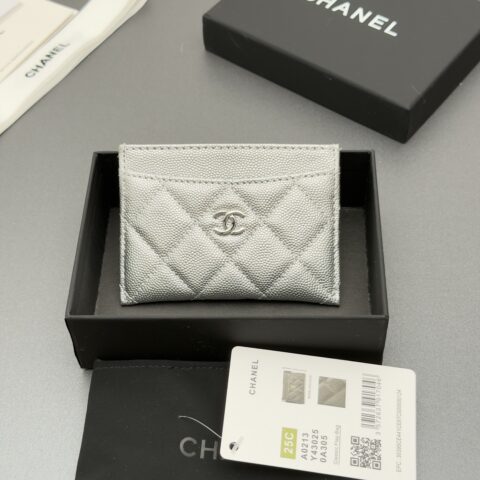 CHANEL 小香卡包系列 编号:0213   银色球纹银色五金