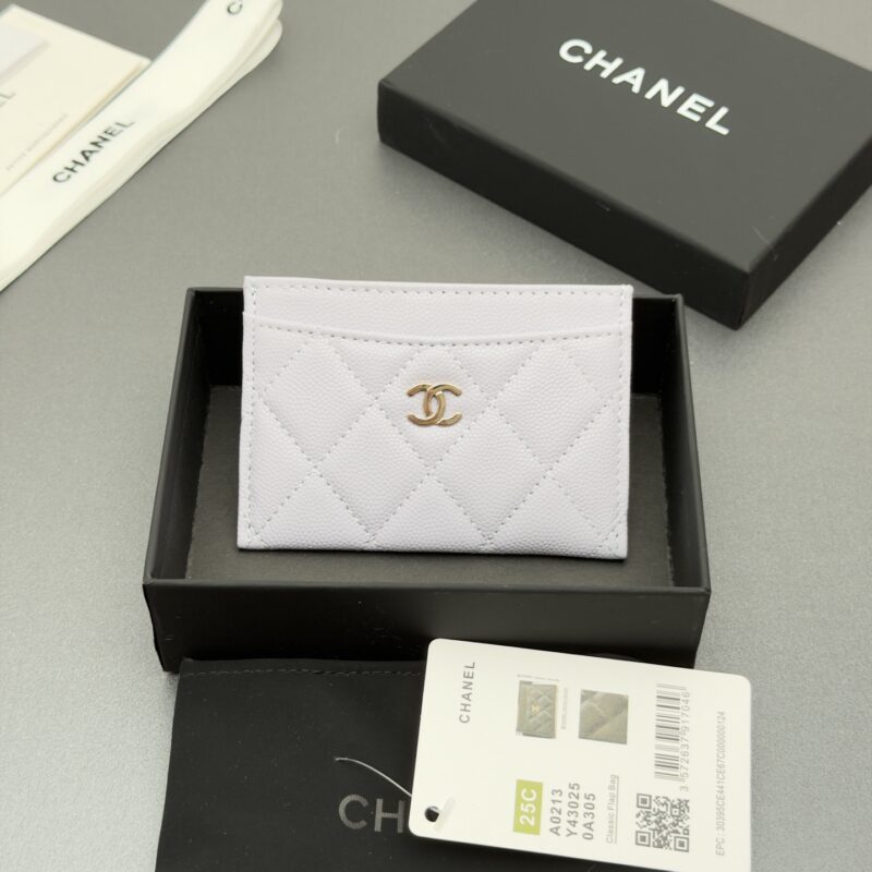 CHANEL 小香卡包系列 编号:0213 浅紫色球纹金色五金