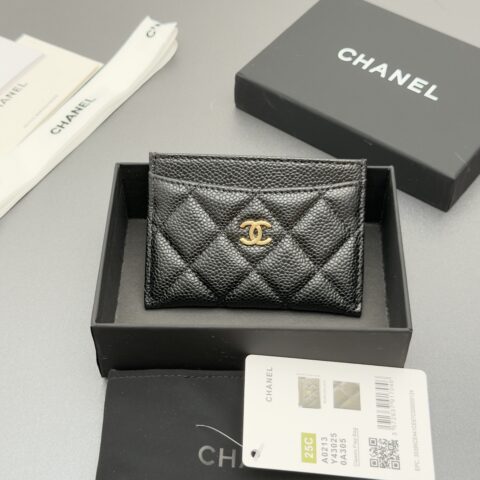 CHANEL  小香卡包系列 编号:0213   黑色球纹金色五金