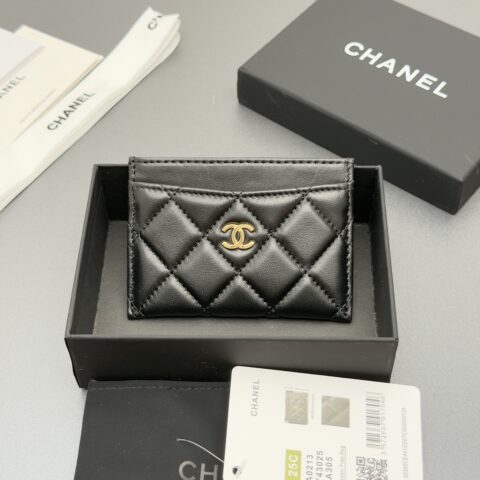 CHANEL 小香卡包系列 编号:0213   黑色羊皮金色五金