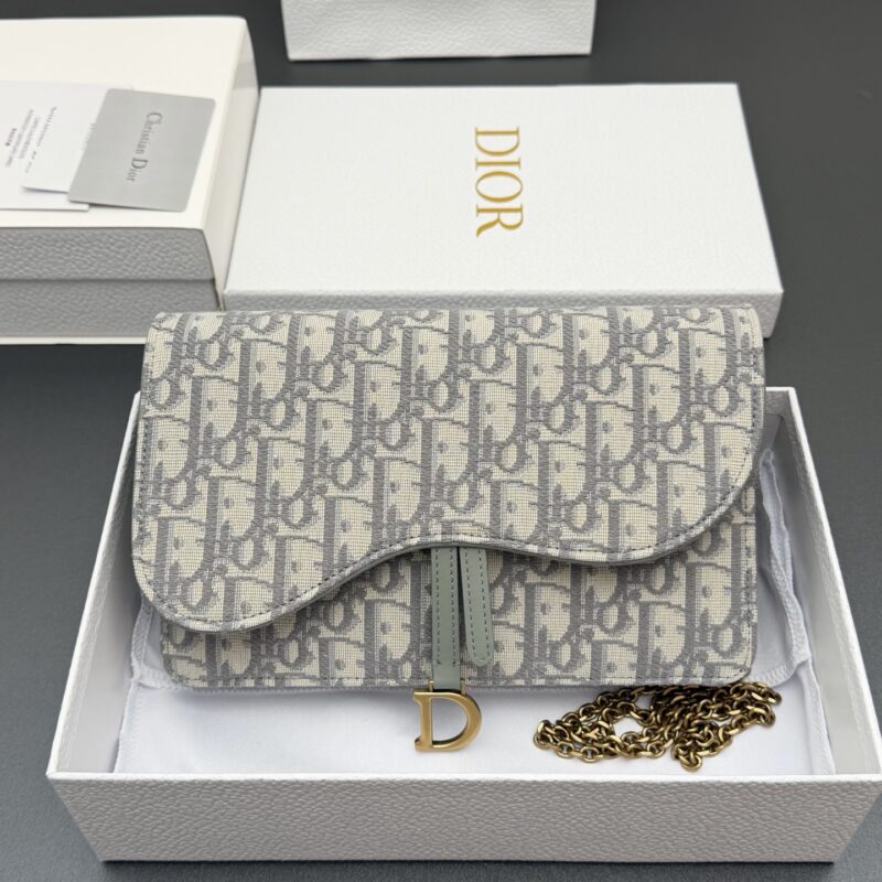 DIOR  中号马鞍包链条包系列 型号：S5620  提花灰/小牛皮